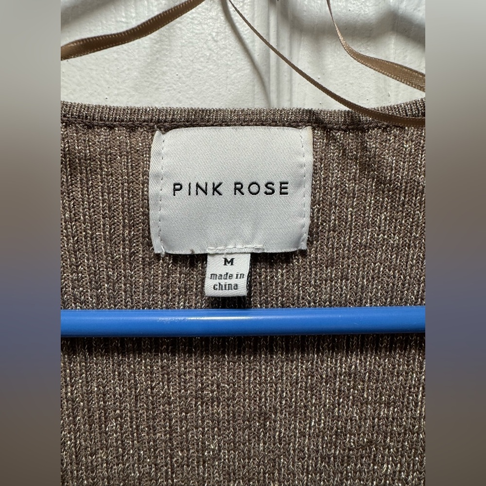 Pink Rose Taupe V-Neck Sweater - Picture 2 of 4